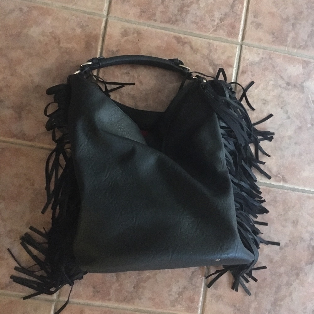 Faux Leather Fringe Tote